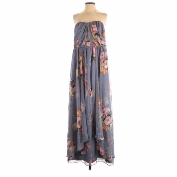 City Chic Strapless Floral Purple Maxi Dress - Picture 2 of 3